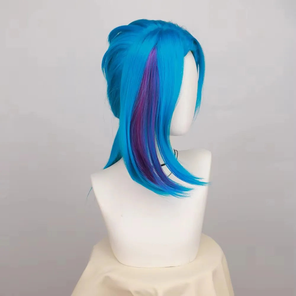 Jinx Long Blue Braided Cosplay Wig for League of Legends
