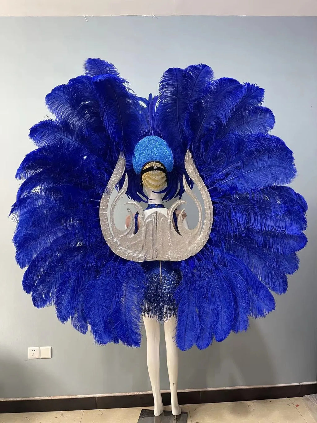 Royal Blue Feathered Gala Performance Set
