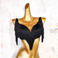 Black Latin Dance Fringe Camisole Top & High-Motion Practice Pants Set
