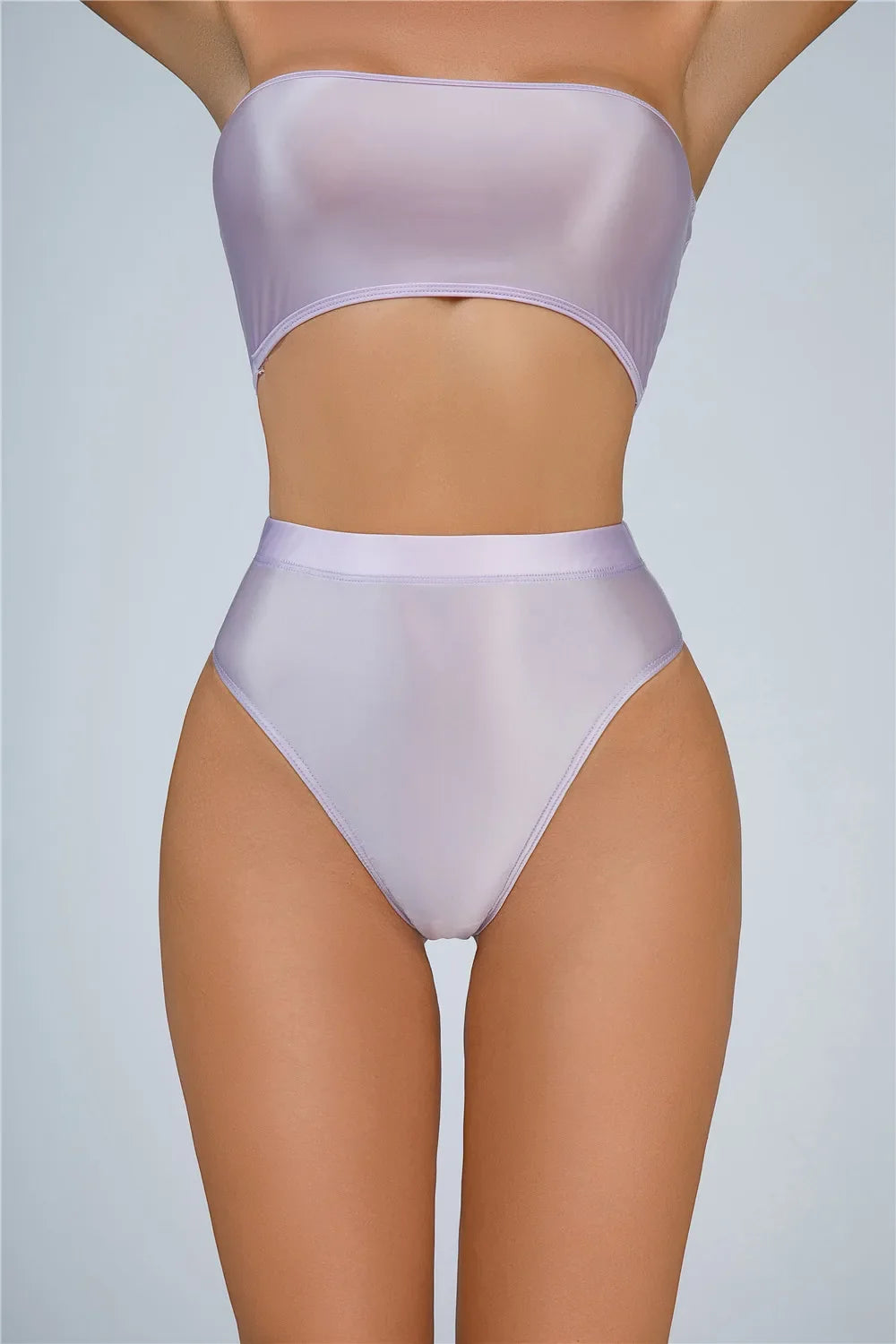 High-Waist Oil Glossy Sheer G-String Thong Satin Smooth Seamless Briefs