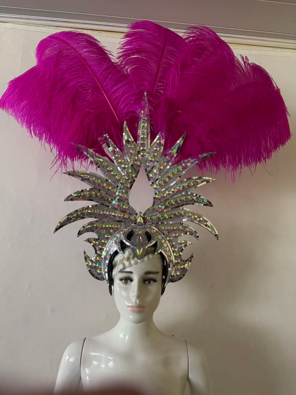The Stardust Majestic Feather Crown – Carnival & Cabaret Stage Headdress