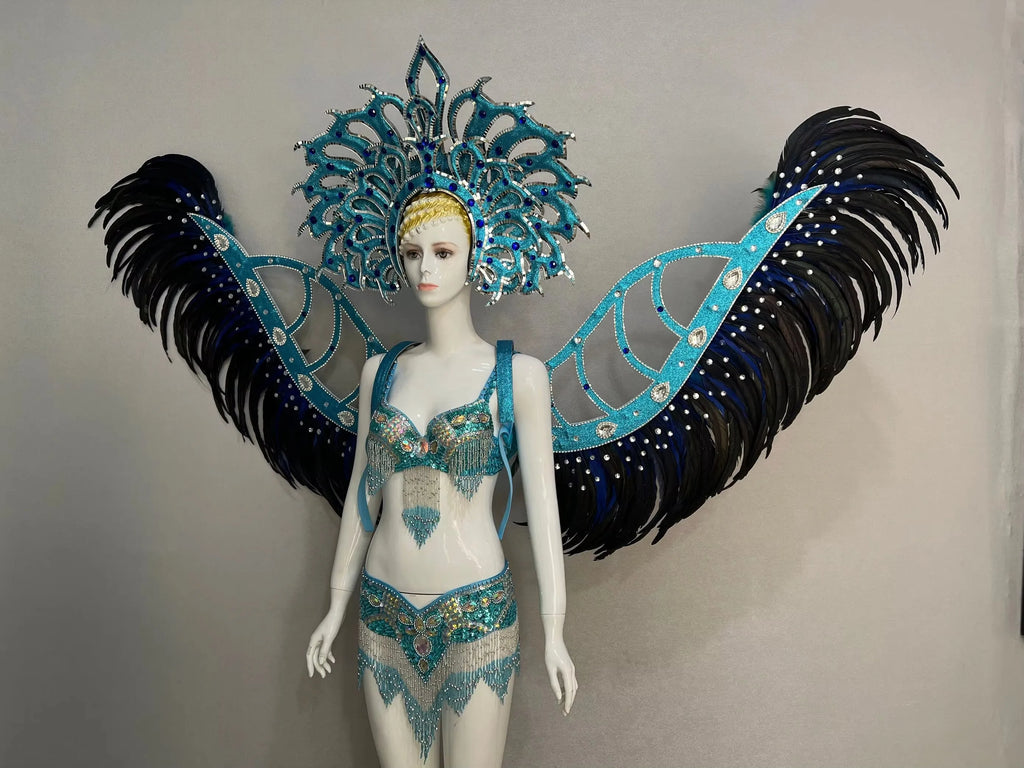 Multi-Color Feathered Wing and Headdress Performance Set