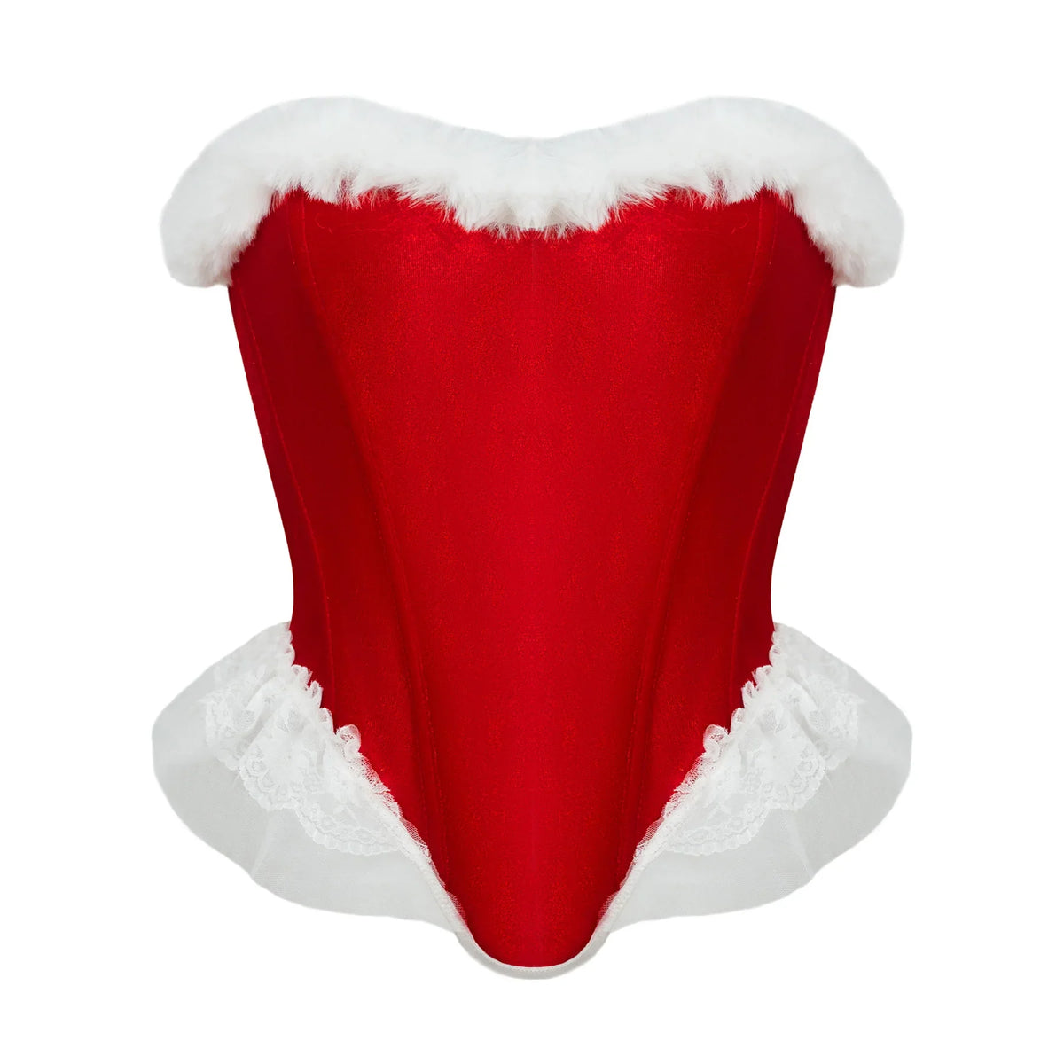 Women’s Sexy Christmas Lingerie, Santa Girl Bodysuit with Fringe Trim, Push-up Shapewear for Full Bust & Side Smoothing