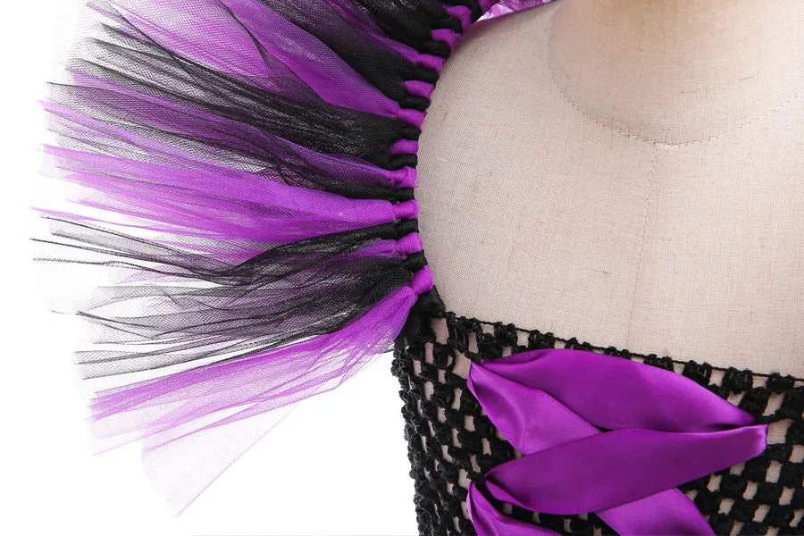 Girls Maleficent Costume Dress – Luxury Villain Tulle Gown