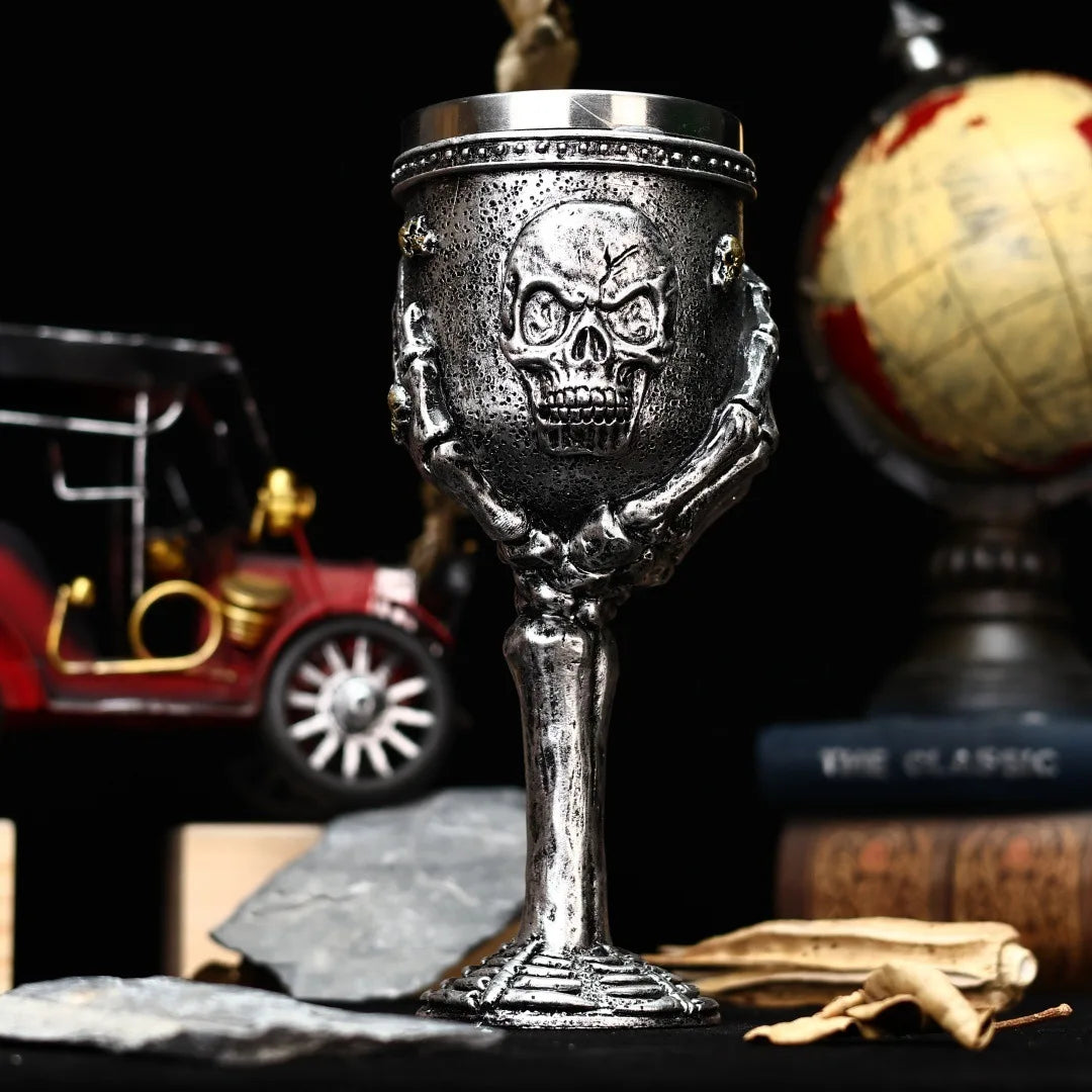 Gothic Skeleton Skull Wine Glass with Stainless Steel Inner Chamber Reusable Party Cup for Decoracion Halloween Witch Goblet