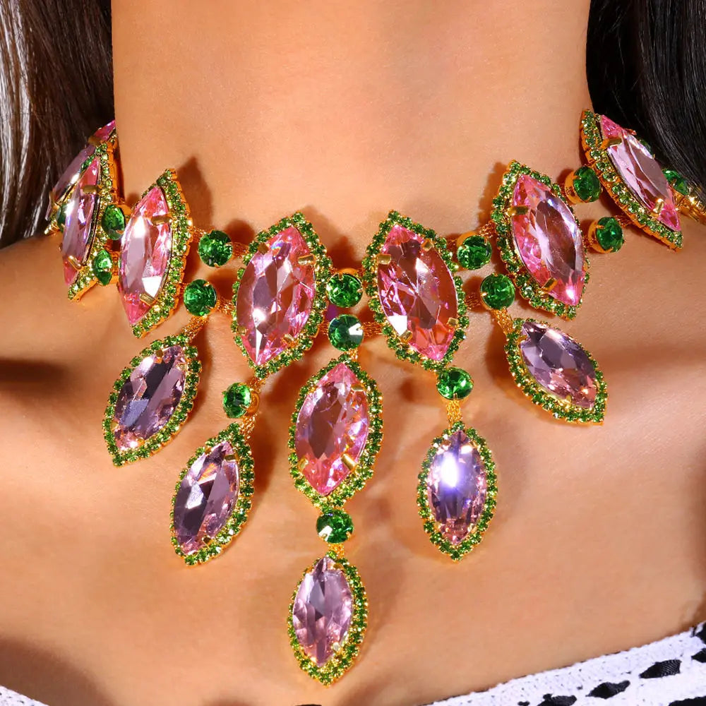 Multicolored Rhinestone Crystal Necklace