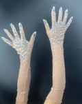 The Stardust Illusion Rhinestone Gloves – Luxury Crystal Mesh Opera Gloves