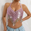 European And American Gemstone Metal Chain Necklaces Beach Vacation Layered Outfits Music Festival Openwork Body Chains