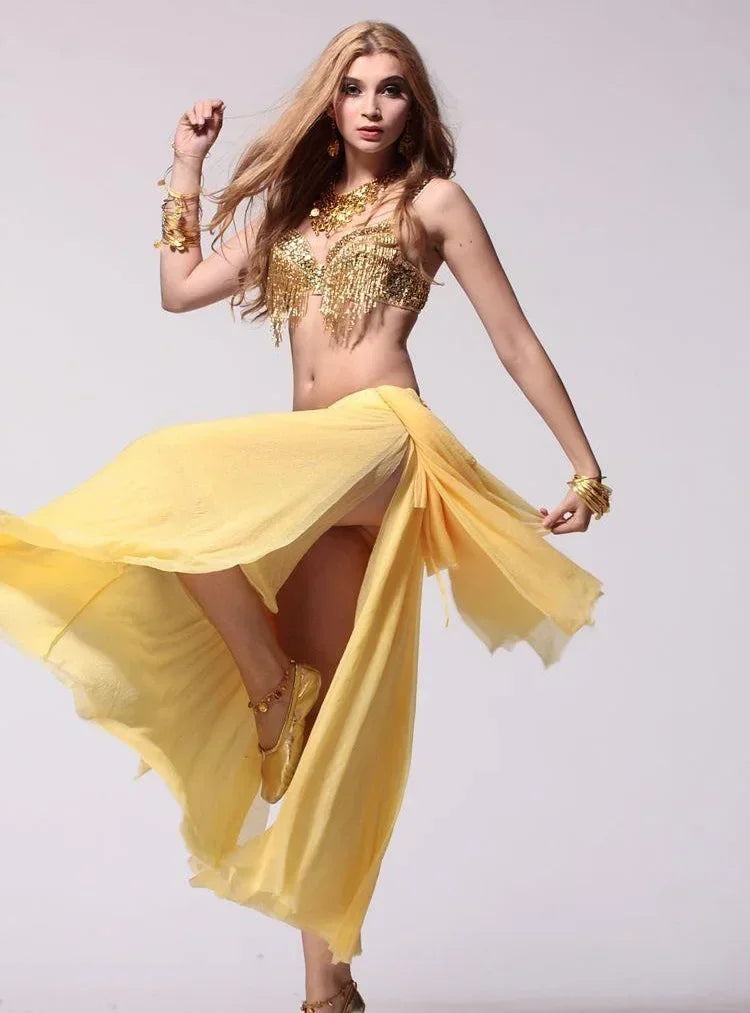 The Stardust Prism Sirena – Deluxe Beaded & Sequined Tassel Belly Dance Bra Top