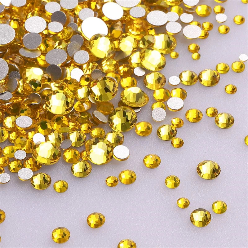 SS3-SS30 Yellow Series Non-Hotfix Glass Flat Back Rhinestones
