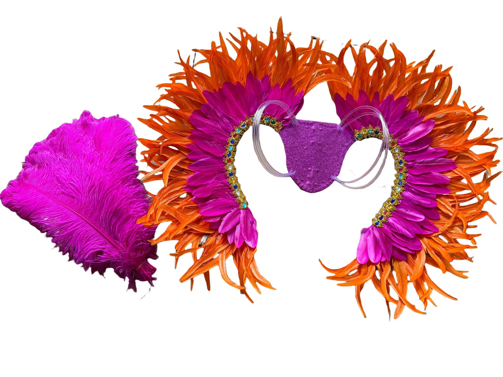 Two-Tone Feather Wing Backpiece Stage Costume Accessory