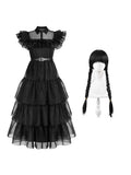 Wednesday Addams Gothic Cosplay Dress for Halloween