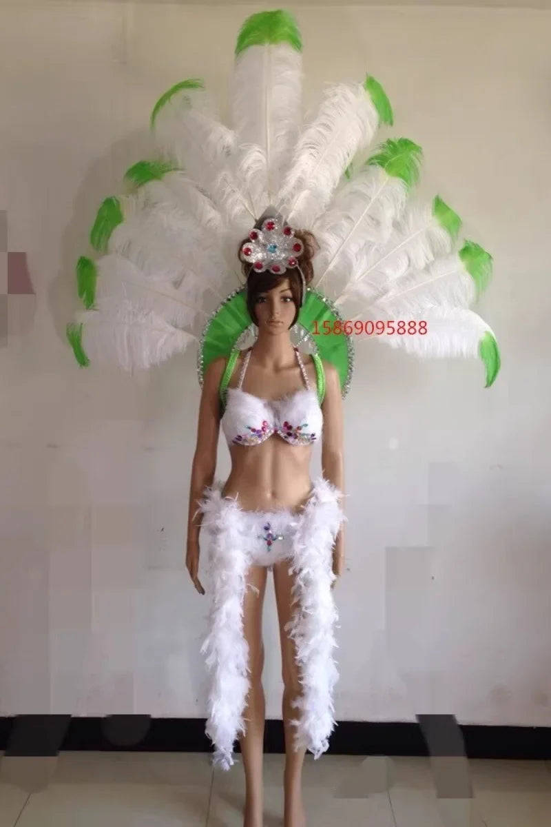 Sequined Butterfly-Style Costume Backpiece with Draped Chain