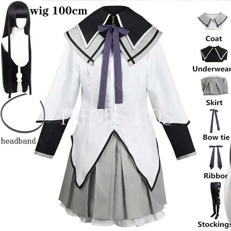 Akemi Homura Anime Cosplay Costume – Fighting Uniform Outfit