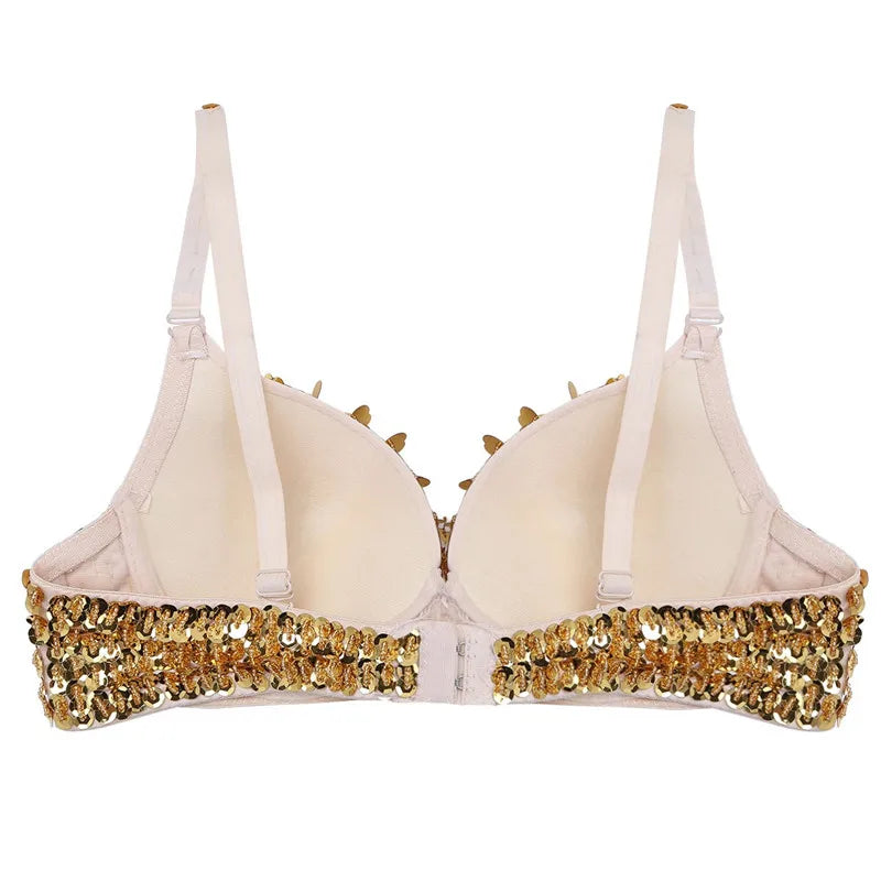 The Stardust Prism Sirena – Sequined & Looped Beading Padded Push-Up Bra Top