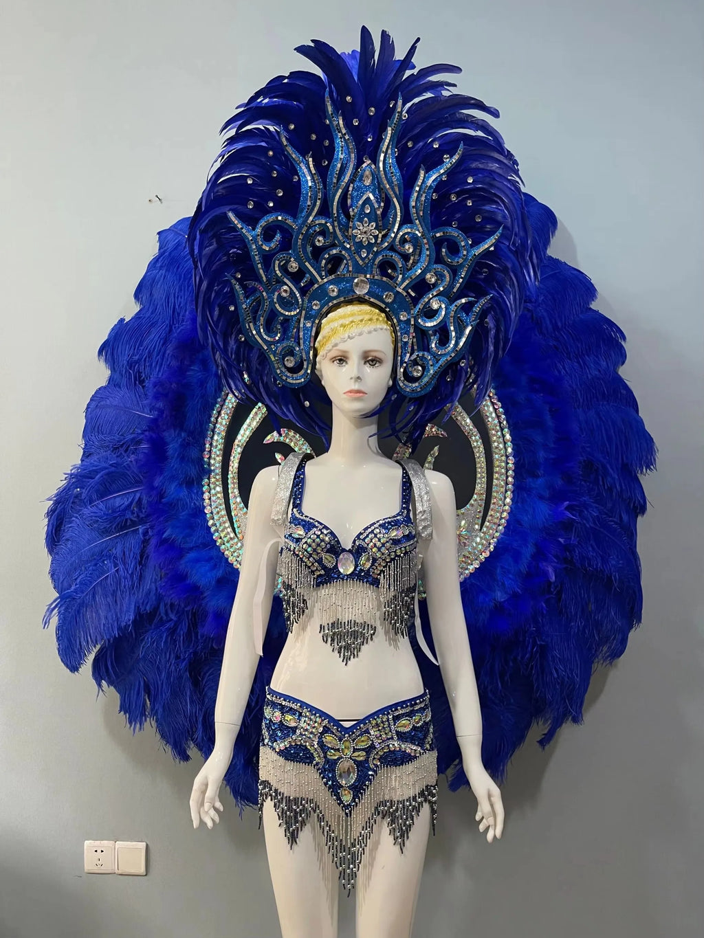 Royal Blue Feathered Gala Performance Set