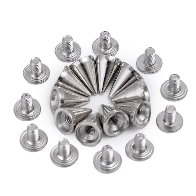 Metal Cone Studs & Spikes Screwback Rivets for Leathercraft, Clothes & DIY Hardware
