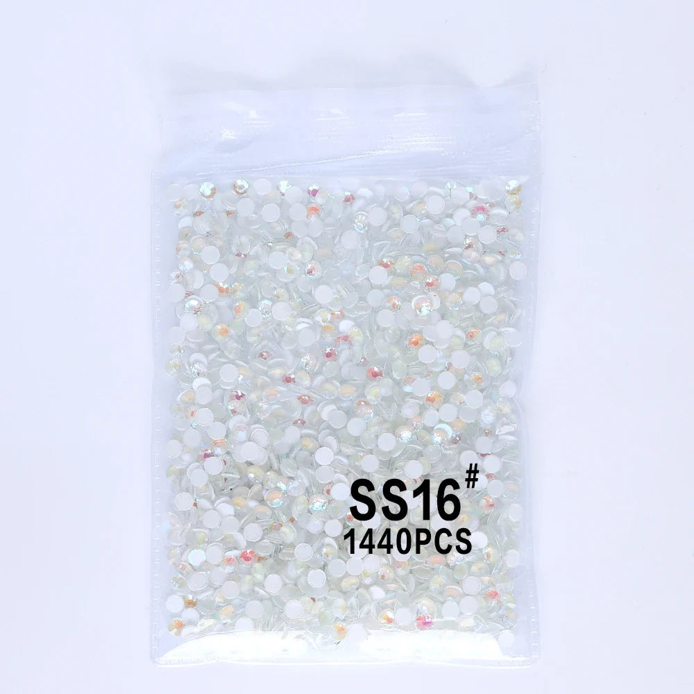 SS6-SS30 Mocha Shimmer White Glass Flatback Non-hotfix Rhinestones