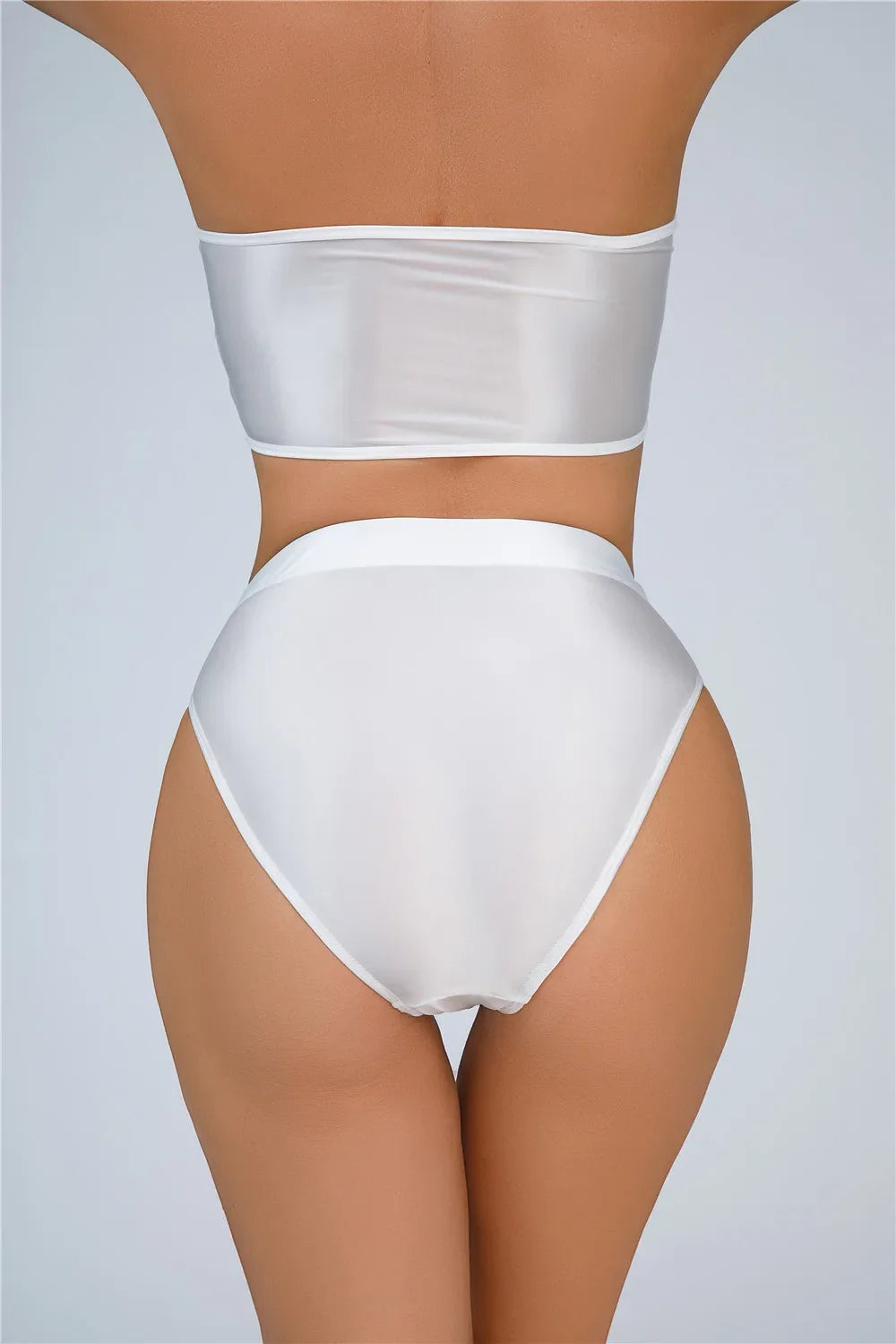 High-Waist Oil Glossy Sheer G-String Thong Satin Smooth Seamless Briefs