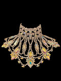 Crystal Rhinestone Ostrich Feather Headdress & Necklace Set