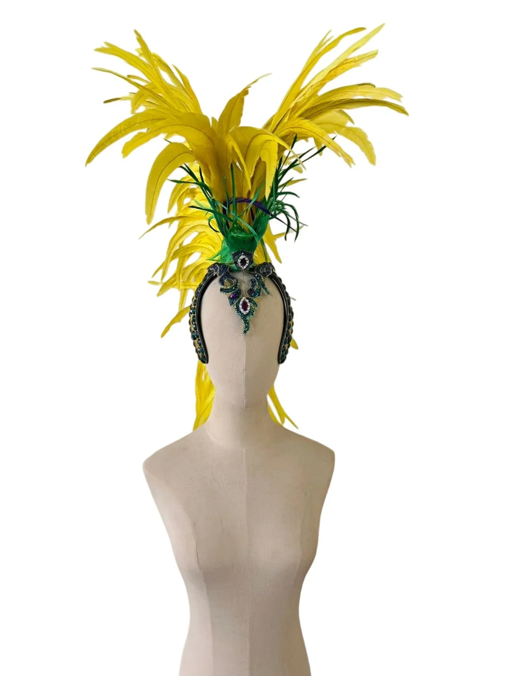 The Stardust Samba Radiance – Elegant Feathered Stage & Carnival Headdress