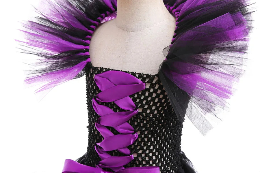 Girls Maleficent Costume Dress – Luxury Villain Tulle Gown
