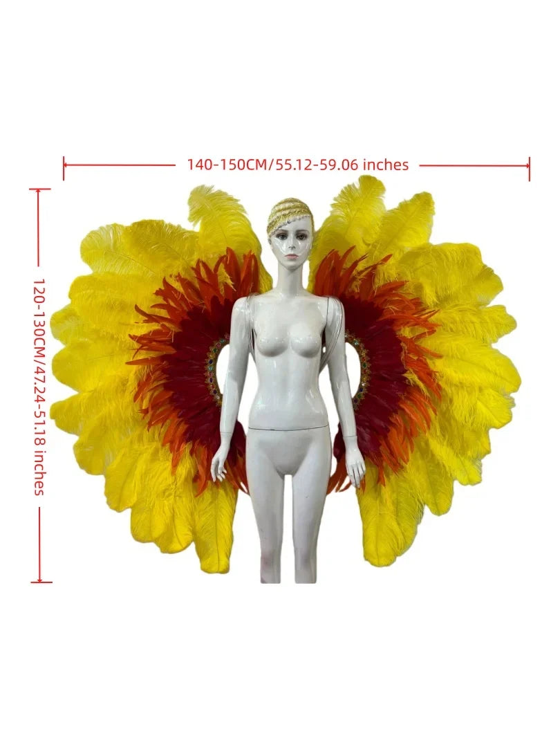 Two-Tone Feather Wing Backpiece Stage Costume Accessory