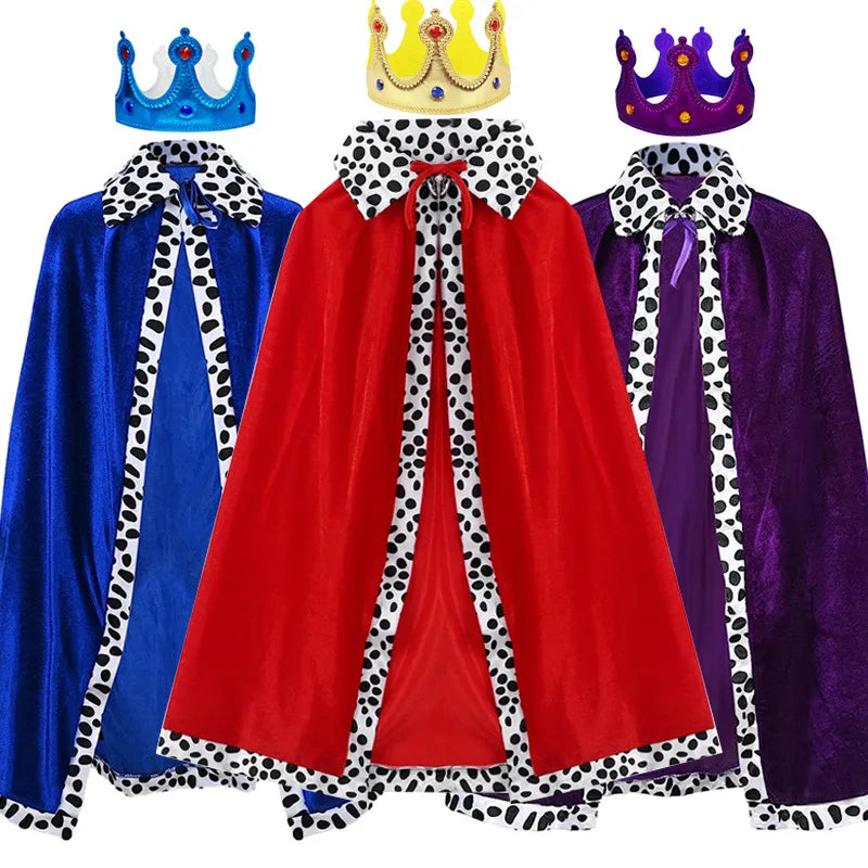 King Prince Cape Cosplay Costume with Crown – Royal Cloak Set
