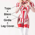 Red & White Striped Candy Cane Bikini & Girdle Gogo Performance Costume Set