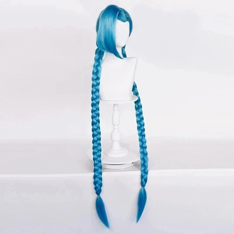 Jinx Long Blue Braided Cosplay Wig for League of Legends
