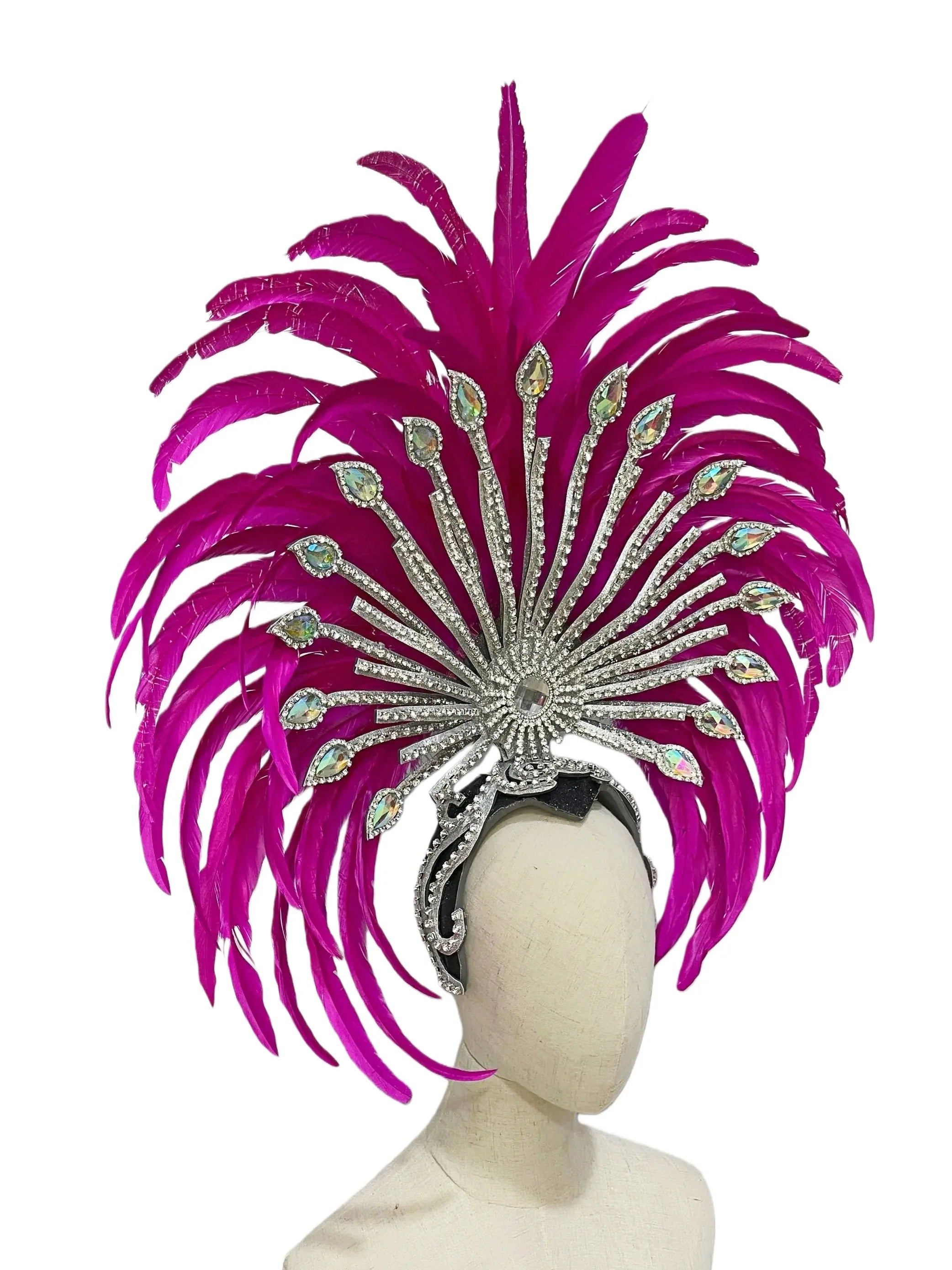 The Stardust Mirage – Premium Royal Blue & Rose Pink Feather Samba Headdress