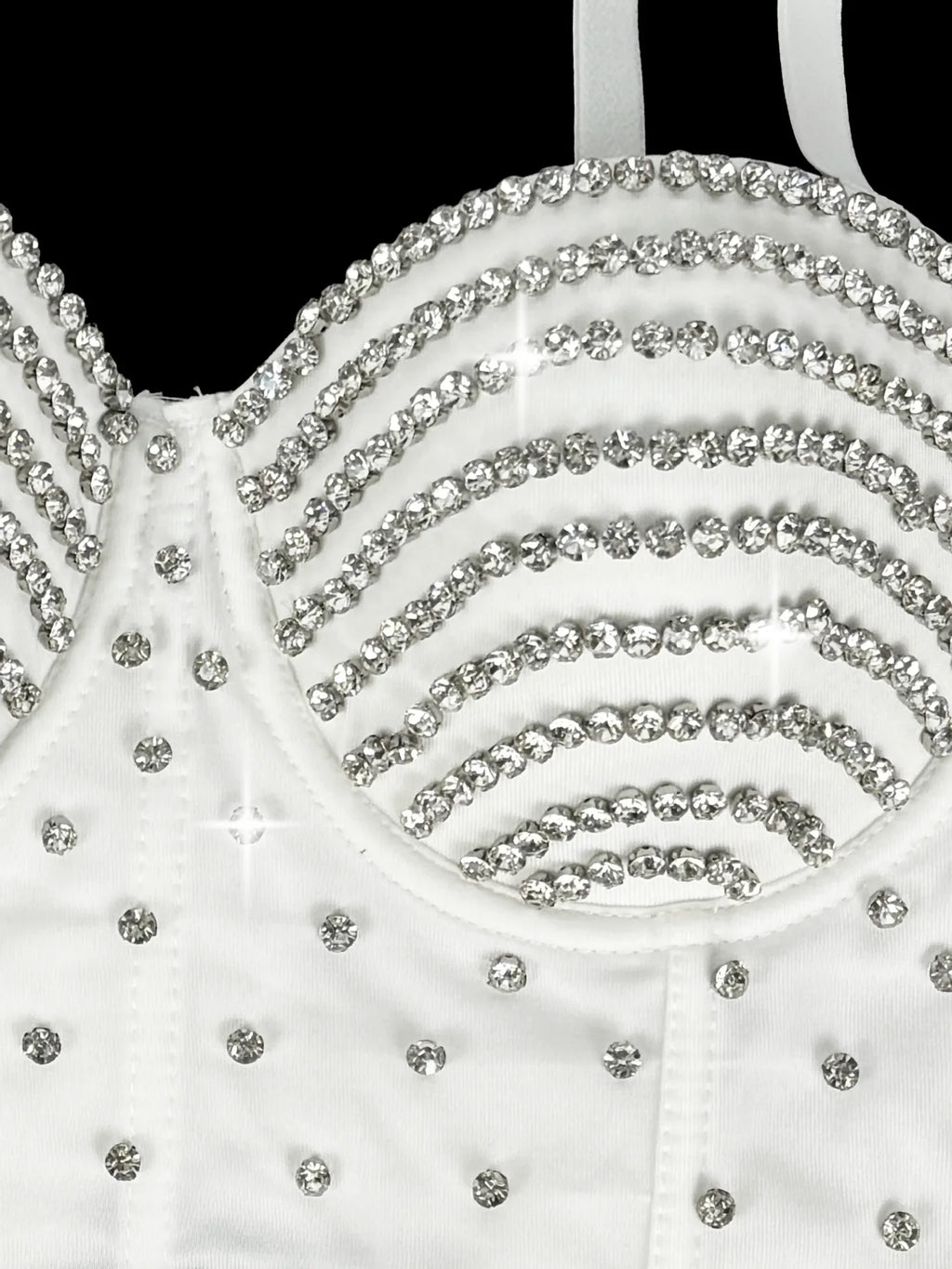 The Stardust Prism Siren – Embroidered Diamond Bustier Corset Crop Top