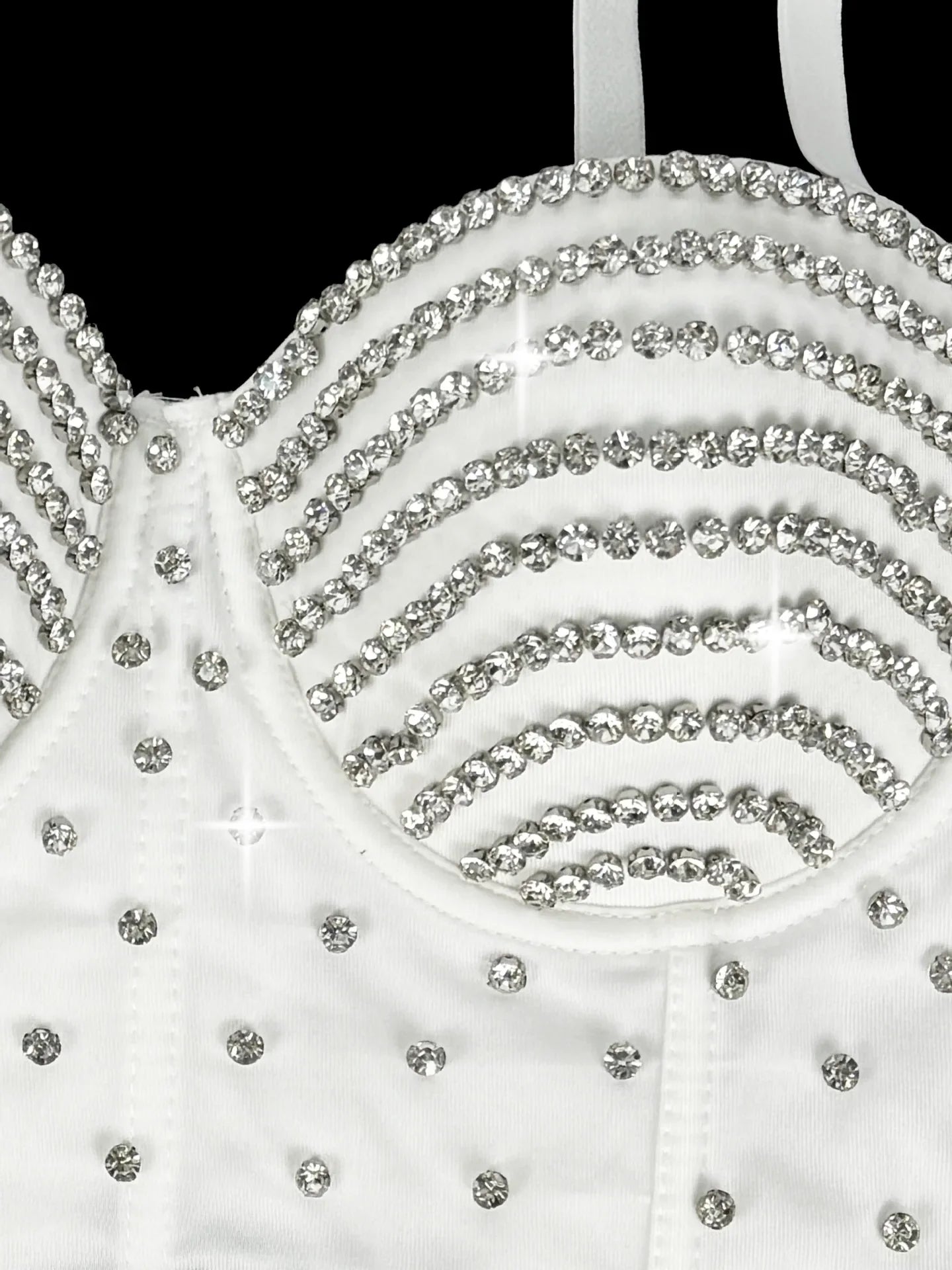 The Stardust Prism Siren – Embroidered Diamond Bustier Corset Crop Top