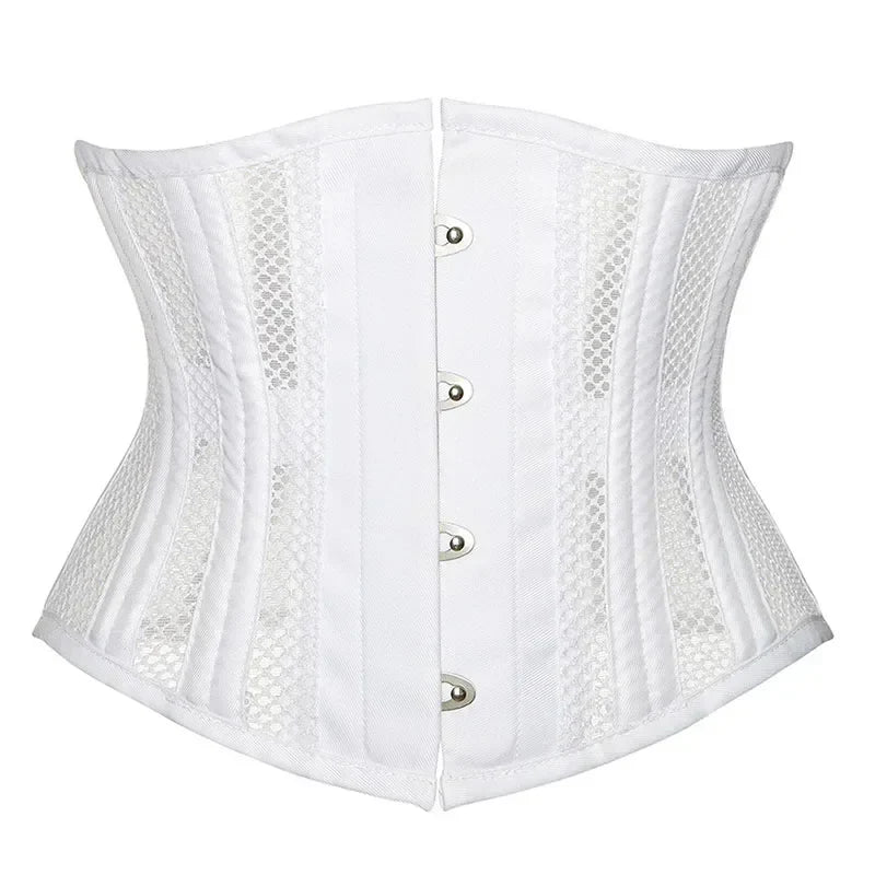 Steel Boned Mesh Short Torso Waspie Corset & Breathable Waist Cincher