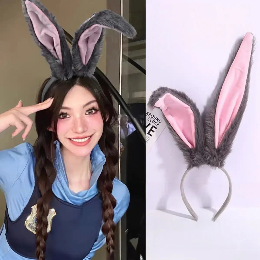 Plush Bunny Ears Cosplay Headband for Women & Girls