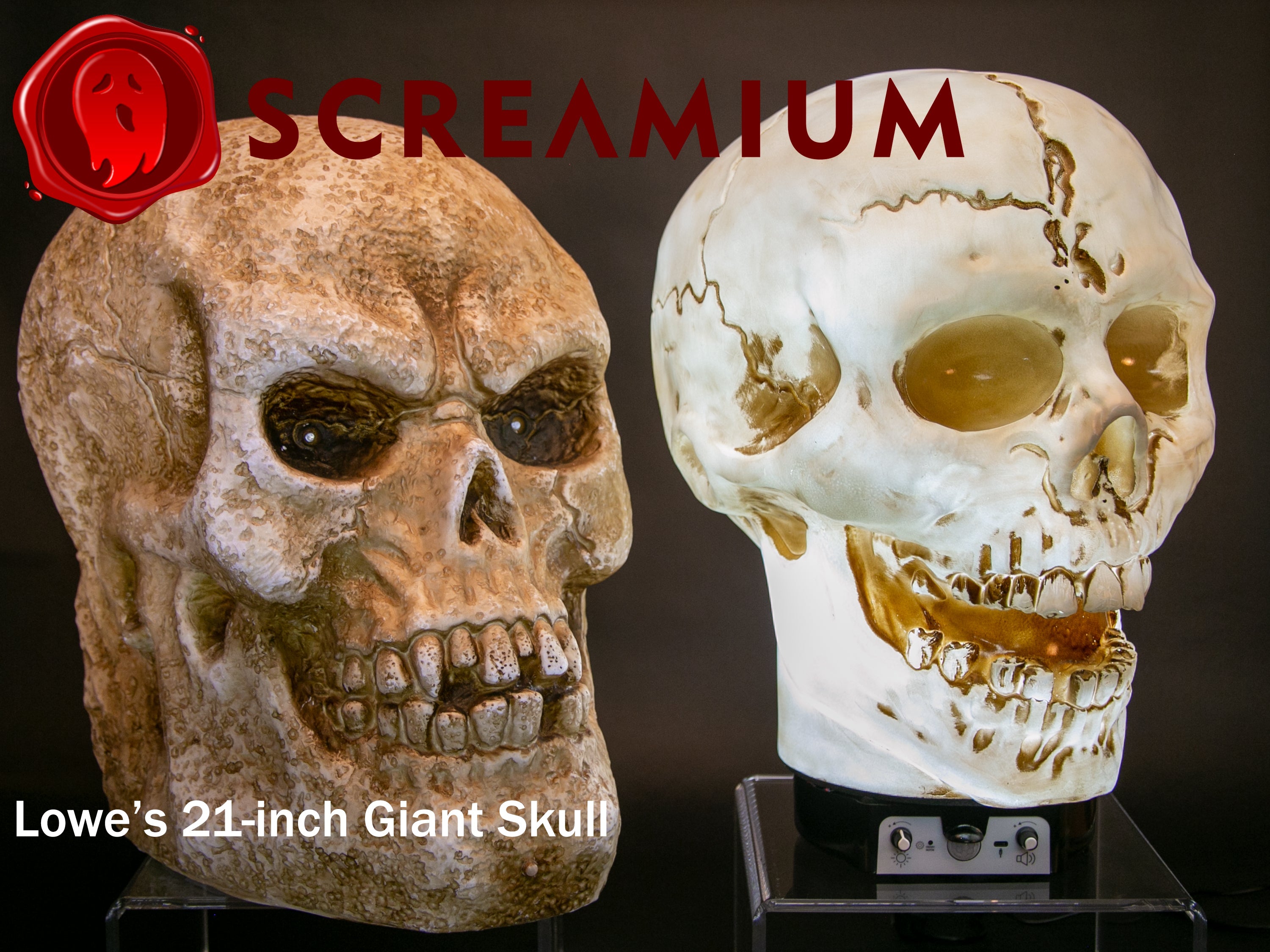 Giant Skull Animatronic Lamp Prop 20-Inch-Tall Heavy Duty Polyresin Halloween Decoration