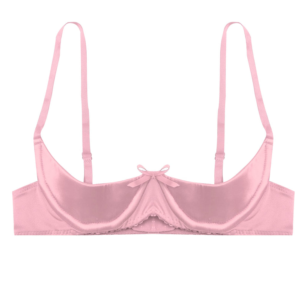 Satin Underwire Half-Cup Push-Up Bra