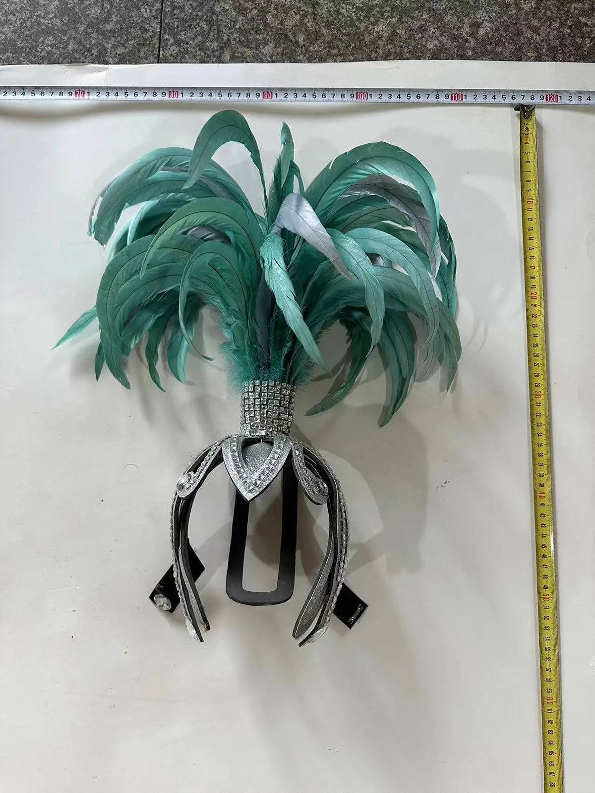 The Stardust Dionysia – Mint Green Feather Carnival & Masque Ball Headdress