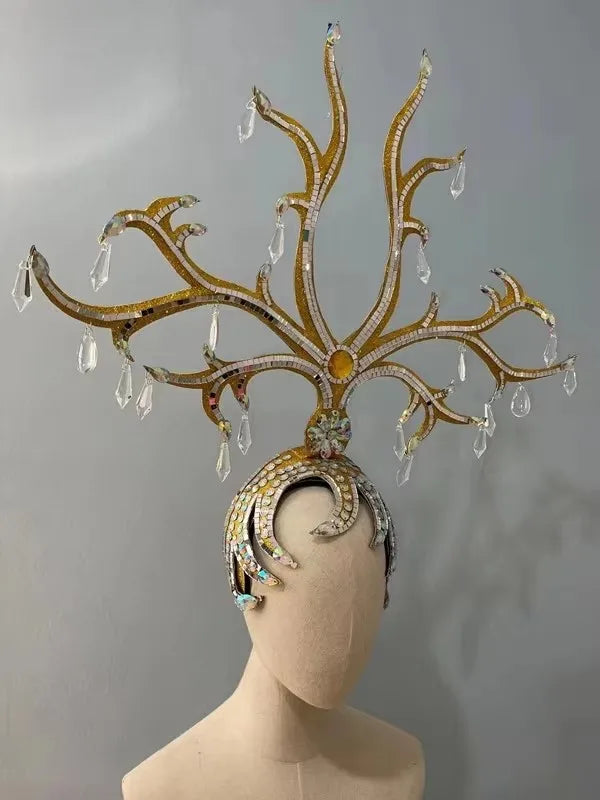 The Stardust Wings of Radiance – Deluxe Feathered Samba & Carnival Crown