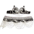 Dazzling Tribal Oriental Belly Dance Beaded Bra & Belt 2-Piece Costume Set