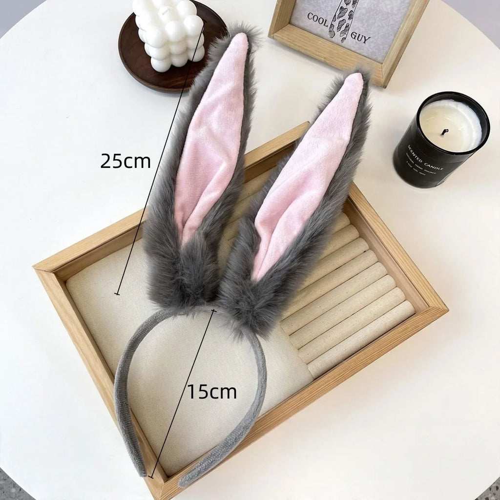 Plush Bunny Ears Cosplay Headband for Women & Girls