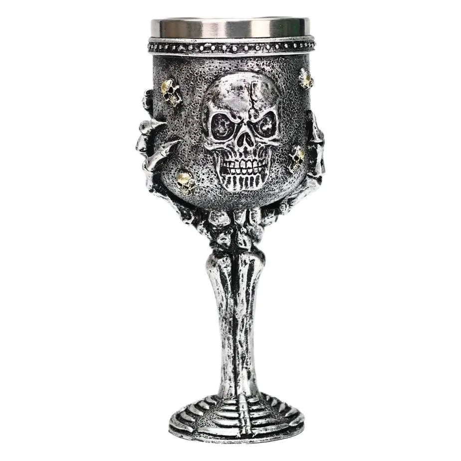 Gothic Skeleton Skull Wine Glass with Stainless Steel Inner Chamber Reusable Party Cup for Decoracion Halloween Witch Goblet
