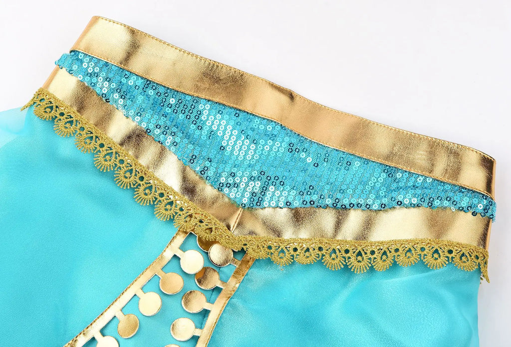 Kids Jasmine Princess Costume Dress – Aladdin Magic Lamp Outfit