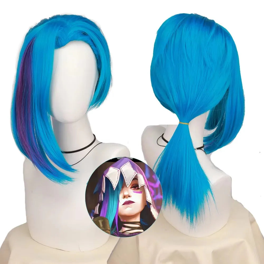 Jinx Long Blue Braided Cosplay Wig for League of Legends