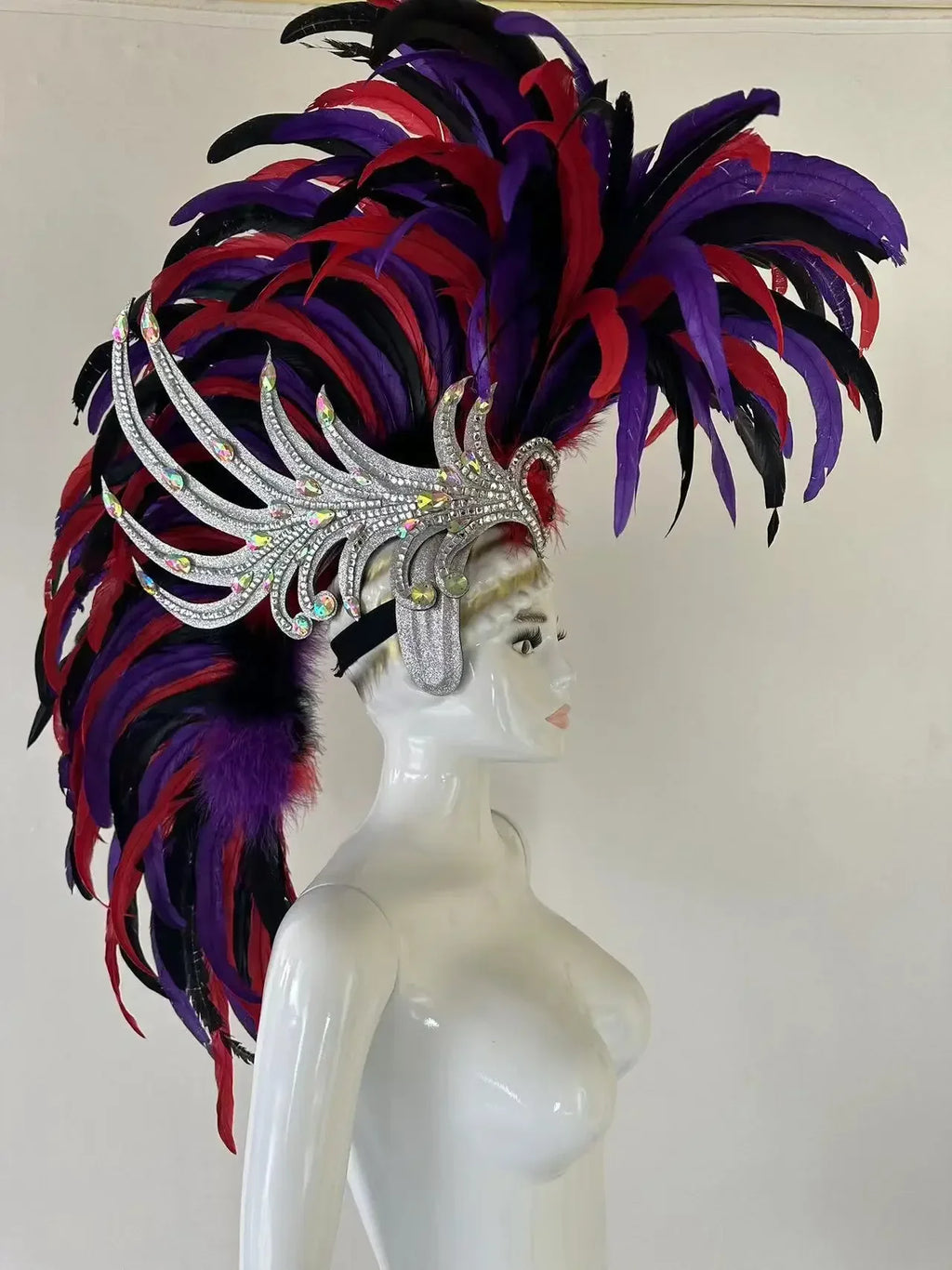 The Stardust Dynasty – Majestic Velvet & Feather Samba Masquerade Crown