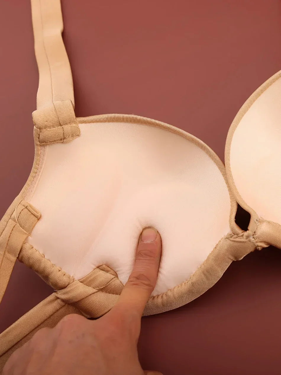 Handmade Steel Ring Gathered Nude Performance Bra Cup