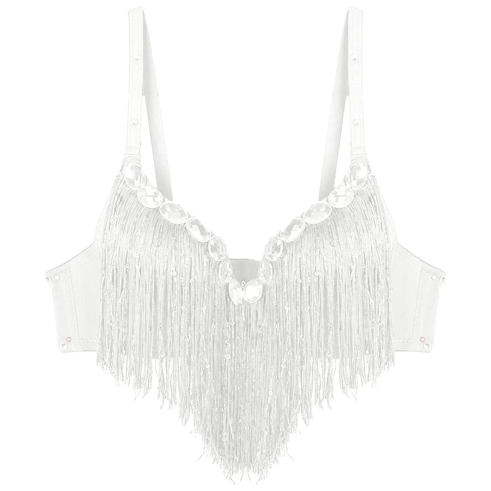 The Stardust Oasis Sirena – Sequined Tassel & Rhinestone Push-Up Belly Dance Bra Top