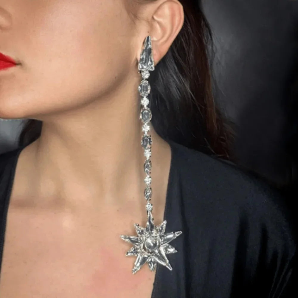 Long Crystal Dangle Earrings