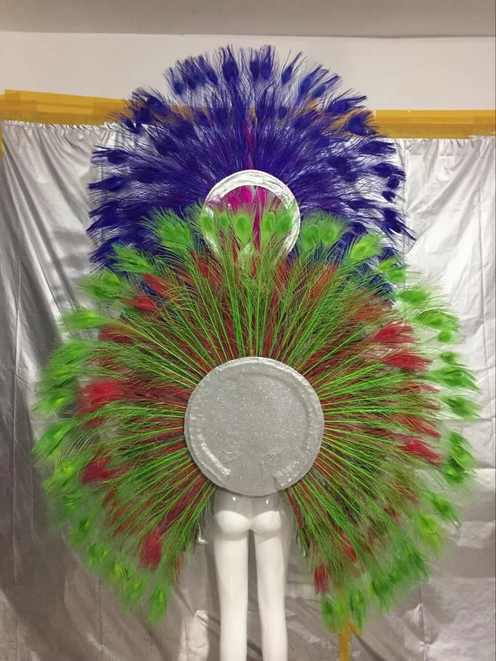 Showgirl Feather Backpiece and Rhinestone Headdress Set