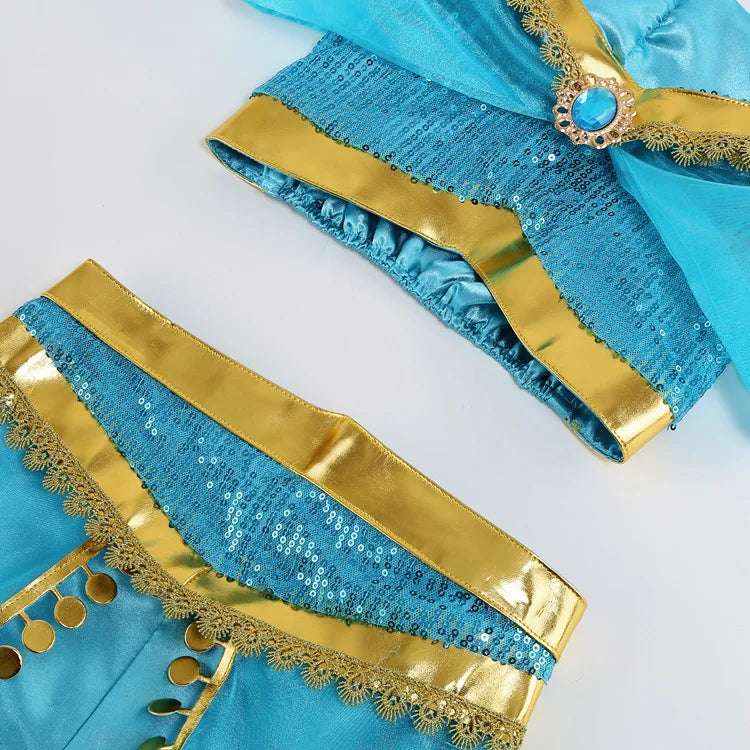 Kids Jasmine Princess Costume Dress – Aladdin Magic Lamp Outfit